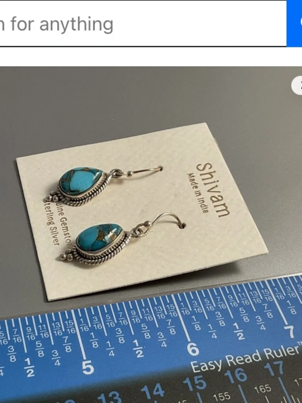 Shivam Sterling Silver Turquoise Teardrop Dangle Earrings - Picture 8 of 8